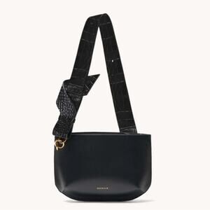 Senreve NWT Poema pouch black vegan leather crocodile embossed belt bag